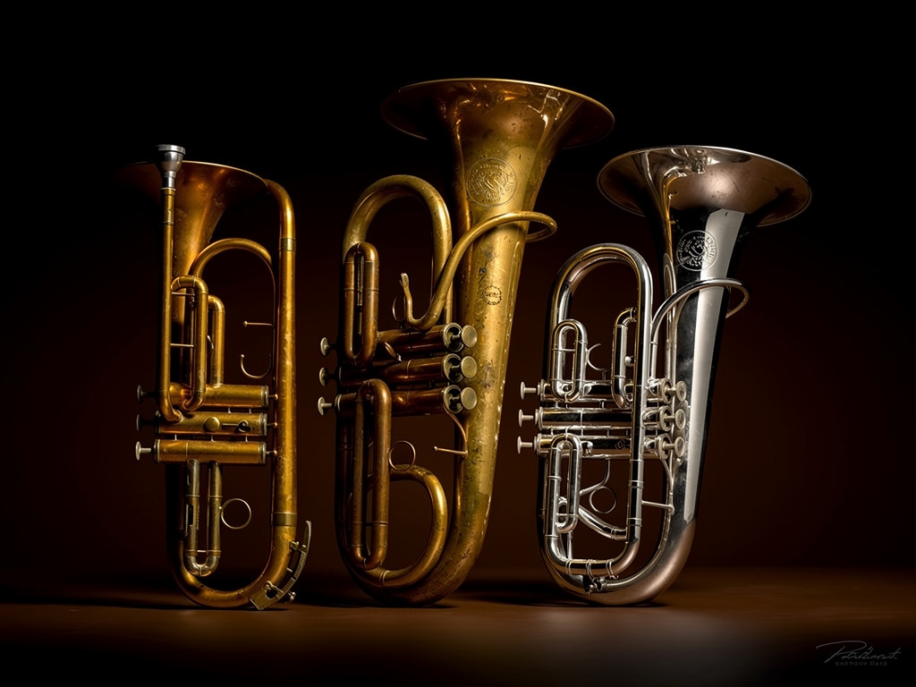 Kolekcja instrumentów blaszanych w warsztacie